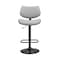 Armen Living Leland Adjustable Gray Faux Leather and Black Finish Bar Stool LCLEBABLGR - alternate 7